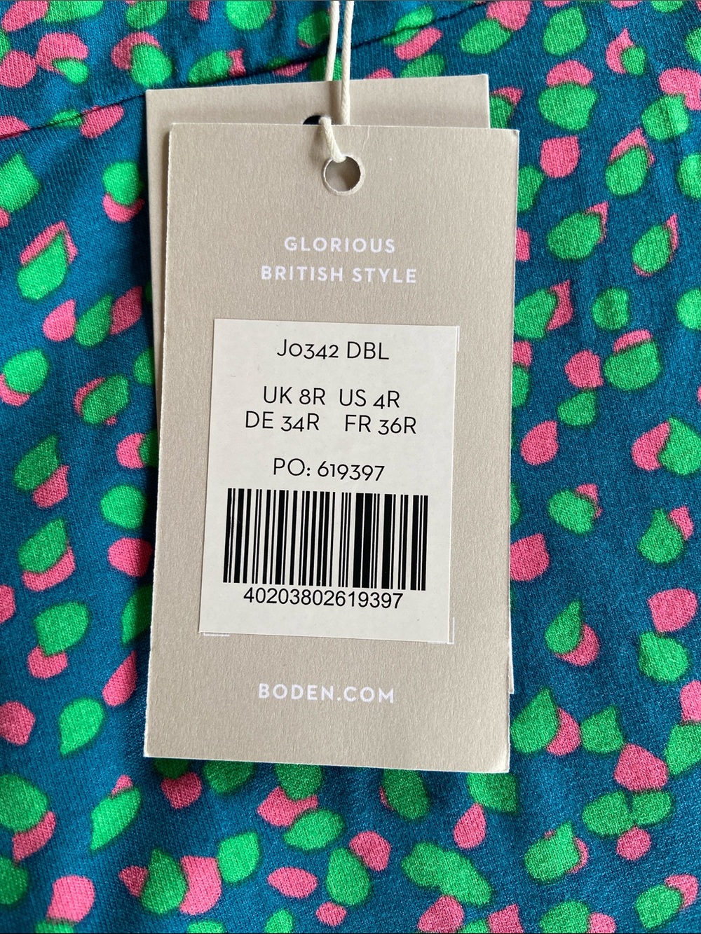 Boden Teal Midi Wrap Dress with Pink Dot Print - Picture 5 of 5